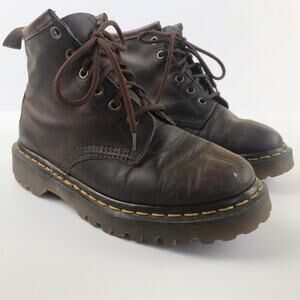 Vintage 90s Doc Dr Martens 1460 Style Leather Made in England Round Logo Boots